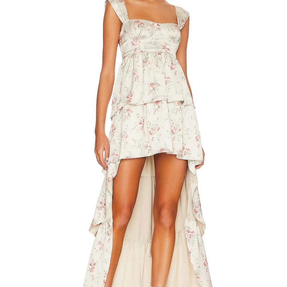 WEWOREWHAT Satin Corset High Low Maxi Dress Dainty Floral Size 6 (NWT)